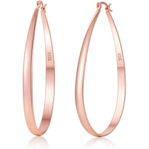 Kalanka-Creoles Argent Femme, Hypoallerg&eacute;niques Boucles D'oreilles Cr&eacute;oles Ovales Creoles, L&eacute;g&egrave;res Argent Boucles D'oreilles Pour Fmme Cadeaux 30/40/50/60mm - Neuf