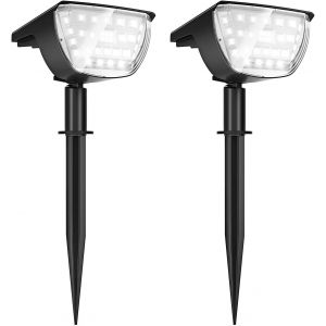 Kalanka-Lot De 2 Lampe Solaire Exterieur,32 Led Eclairage Exterieur Solaire Etanche Ip67 Applique 3 Modes, Réglable 180° Spot Solaire Exterieur Pour Jardin, Cour, Allée, Chemin, Trottoir, Terrasse - Neuf