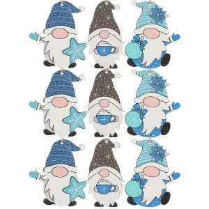 9pcs de No&euml;l Gnome des Ornements en Bois Gnome Pendaison Ornements Gnome D&eacute;corations d'Arbre de No&euml;l - Neuf