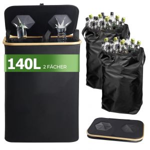 Un Conteneur pour Collecter les Bouteilles de Consigne, Un R&eacute;cipient de Stockage 140 Litres PourlesBouteillesdeConsigne, Un Ramasse-Bouteille avec Sac Int&eacute;gr&eacute; et Panier &agrave; Linge - Neuf