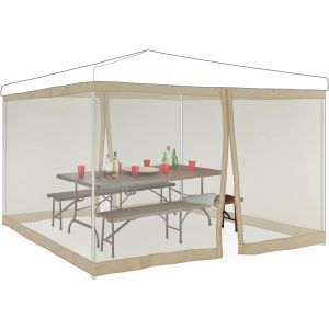 Ulteronixshop-Moustiquaire Pour Pergola 3 X 3 M, 2 Parties Lat&eacute;rales, Fermeture &Eacute;clair, Sangle, 12 M (Xl), Jardin, Beige - Neuf