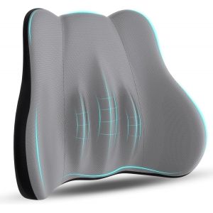 Blazeflux-Coussin Support Lombaire Mousse Memoire Soulage Douleur Dos Support Chaise Bureau Siege Auto Gris - Neuf