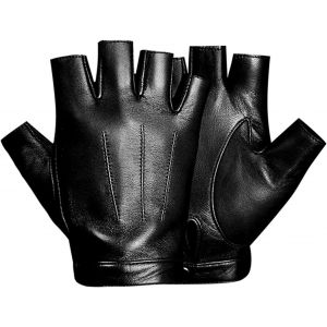 Kalanka-Gants Cuir Sans Doigts, Demi-Doigt Hiver Noir, Gants De Conduite Moto Vélo Sport, Souples Et Tactiles Pour Homme Femme - Neuf