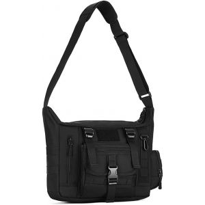 Tactique Sac à Bandoulière - Noir Militaire Sac à Bandoulière Sling Sac Imperméable à l'eau Sac à Bandoulière Messenger Sac porte-documents avec Bandoulière Réglable en plein air - Neuf