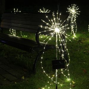 Guirlande Lumineuse Solaire Led Effet Feu D'artifice, Fil De Cuivre, &Eacute;clairage Au Sol Pour D&eacute;coration Ext&eacute;rieure - Neuf