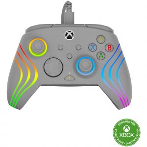 Turtle Beach Afterglow Wave Controller Grise Manette de jeu RGB filaire - Licence pour Xbox Series XS, Xbox One et Windows - Boutons programmables, gachettes &agrave; effet Hall, commandes audio - Neuf