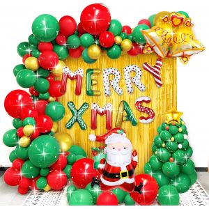 CAUC-Kit de D&eacute;coration de No&euml;l - Guirlande, Banni&egrave;re, Ballon &agrave; l'H&eacute;lium, Accessoires pour F&ecirc;te de No&euml;l - Neuf