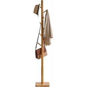 SUBZONAL-Portemanteau en Forme d'Arbre, Portant &agrave; V&ecirc;tements en Bois Massif, Hauteur 176CM, Support sur Pieds avec 8 Crochets, pour Manteaux, Chapeaux, Sacs, pour Entr&eacute;e, 29&times;29&times;176CM Naturelle HCR002N - Neuf