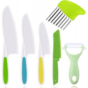 Mevronisshop-Kit Couteau S&eacute;curit&eacute; De Cuisine Pour Enfants,6 Pcs Couteau Cuisine Enfant Couteaux De S&eacute;curit&eacute; Pour Enfant Avec Bord Dentel&eacute; Pour Couper Et Cuire Des Fruits Ou L&eacute;gumes - Neuf