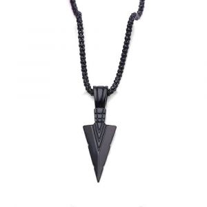 Homme S Noir Long Collier Avec Flèche Pendentif Bijoux Chaîne Hip Hop Punk Rock - Neuf