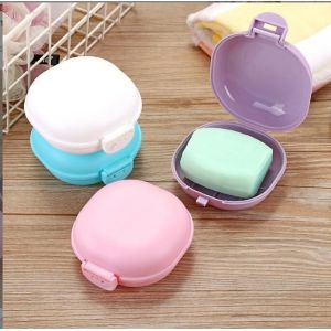 Boîte à savon de voyage, 4 pièces, porte-savons en plastique avec couvercle, boîte à savon portable, porte-savons étanches, pour salle de bain, voyage, randonnée, camping (vert, bleu, violet, rose) - Neuf