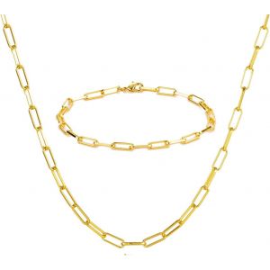 Kal-Chaine Trombone, Collier À Maillons En Forme De Trombone, Ensemble Bracelet Et Collier En Alliage, Collier À Maillons En Or/Argent, Femme Chaîne Bracelets, Chaîne Bijoux Ensembles Pour Femme - Neuf