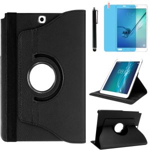 LORANKA-&Eacute;tui Housse Coque pour Samsung Galaxy Tab A 9.7 Pouces 2015 (SM-P550 SM-T550 SM-T555) - 360 degr&eacute;s Rotation Full Protection Kickstand Case Cover,avec Un Stylo,&Eacute;cran Film (Black) - Neuf