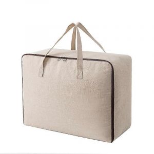 Paquet De 2 Sacs De Rangement Souples En Coton Respirant Avec Poign&eacute;es Beige - Neuf