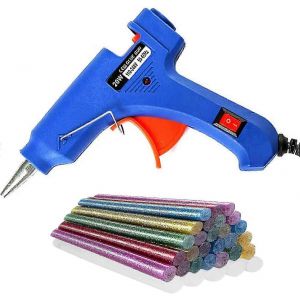 Pistolet &agrave; colle chaude 20W,mini pistolet &agrave; colle avec 30 b&acirc;tons de colle,pistolet &agrave; colle chauffant pour la r&eacute;paration,l'artisanat,le bricolage (bleu) - Neuf