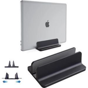 Support Vertical Pour Ordinateur Portable En Aluminium Réglable Pour Macbook Pro/Air, Ipad, Samsung, Huawei, Surface, Dell, Hp, Lenovo Et Autres (Noir) - Neuf