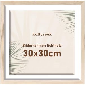 CMWX-Kollyseek Cadre photo 30 x 30 cm en bois avec passe-partout en pin et verre acrylique incassable - Neuf