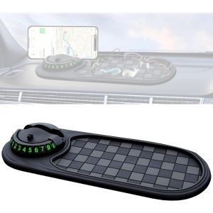 Tapis Antid&eacute;rapant Multifonction Pour Voiture,Tapis Antid&eacute;rapant Voiture Tableau De Bord,Tapis Antid&eacute;rapant Voiture,Support De T&eacute;l&eacute;phone Universel Rotatif Avec Num&eacute;ro De Stationnement Temporaire - Neuf