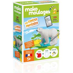 KALANKA-- Les Espèces Protégées - L'Ours Polaire - Moulage en Plâtre à Peindre - Kits Loisirs Créatifs pour Enfants -Moules réutilisables - Partenariat Bioviva - Made In France -Dès 5 ans-39062 - Neuf