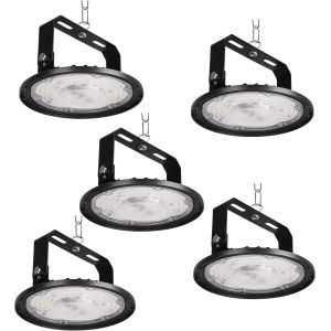 KAL-5 Pièces Ufo Projecteur Led Industriel 200W, High Bay Eclairage Atelier Avec Support 20000Lm Ufo Lampe Atelier 6500K, Ip65 Étanche Éclairage De Plafond Led Pour Garage Entrepôt Atelier Usine - Neuf