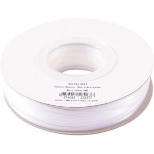 Cauc-Vaessen Creative Ruban Satin - Blanc - 100 M X 3 Mm - Bolduc - Biais De Couture - Pour Cadeau, Emballage, Bouquet Mariage, Cheveux Et Ballon - Neuf