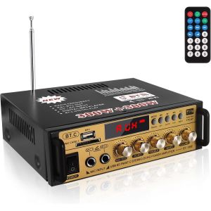 4.1 Canaux Amplificateur audio,amplificateur Bluetooth 5.0 50Wx4 + caisson de basses actif,amplificateur de haut-parleur intégré Hi-Fi, système de réception audio pour la maison ou la voiture - Neuf