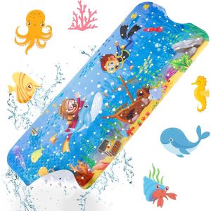 Kal-Tapis De Bain Antid&eacute;rapant Pour Enfant 100 X 40 Cm &iquest; Motif Marin Tapis De Douche Antid&eacute;rapant Avec 200 Ventouses, Sans Bpa, R&eacute;sistant &Agrave; La Moisissure Et Lavable En Machine - Neuf