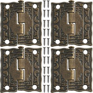 4 PCS Charniere Coffre Bois, Petite Charniere, Charniere Decorative Avec 28 Vis Pour La D&eacute;coration D'Armoires,de Portes en Bois,de Biblioth&egrave;ques, 6,3x6,6cm - Neuf