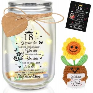 Tuzeliya Cadeau D'anniversaire Pour Fille Et Gar&ccedil;on Pour Cadeaux En Argent Pour 18 Ans Avec Carte D'anniversaire Positive Potato - D&eacute;coration Pour 18 Ans D'anniversaire - Led Adapt&eacute;e Aux Bouteilles - Neuf