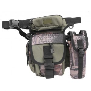 Sac banane multifonctionnel d'exterieur pour jambes, pochette de rangement pour leurres de peche, camouflage vert Oxford - Neuf