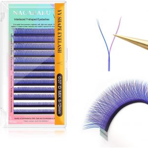 Kalanka-Yy Cils Extension 4d Y Lash Tissés En Croix À La Main Bouquet De Cils Volume Faux Cils Naturel Premade Fans Préfait Ventilateur Wispies Cluster Eyelash Noir 12 Rows(0.07 D 8-12mm Bleu Violet¿ - Neuf
