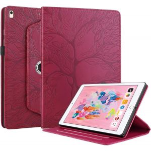 Coque Pour Ipad 10.2 Pouces (Modèle 2021/2020/2019,9ème/8ème/7ème Génération) Étui Support Rotatif À 360 Degrés Pu Cuir Housse De Protection Portefeuille Tablet Étui Ipad 10.2"" Rouge - Neuf