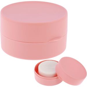 Bo&icirc;te &agrave; savon de voyage ronde en plastique portable avec couvercle-Porte-savon de douche solide-7,7 cm-Porte-savon rond pour savon festif (rose) - Neuf