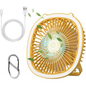 KALANKA-Ventilateur Portable, Ventilateur Silencieux, Trois Pitesses de Vent, Avec Changement de Lumière Progressif Mini Ventilateur pour camping, bureau,maison - Neuf