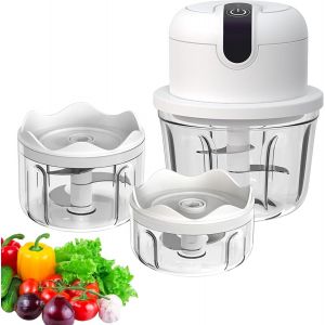 Mini Hachoir Electrique,350 Ml Hachoir A Ail Electrique,Hachoir Electrique Rechargeable Usb,Trois Tasses,Coupe-Légumes Electrique Sans Fil Pour Ail, Légumes,Fruits,Viande - Neuf