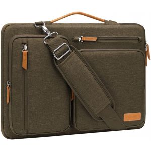 Sacoche Ordinateur Portable 13,3 Pouces,Sacoche Pc Portable 13-13,3 Pouces Compatible Avec Macbook,Hp,Dell,Sac Ordinateur Sac Messager C&ocirc;t&eacute; Ouvert Avec 4 Poches Zipper&Poign&eacute;e,Brun Caroube - Neuf