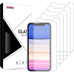 JGD-[Lot de 6] Films de protection d'&eacute;cran pour iPhone 11 et iPhone XR 6,1"", film en verre tremp&eacute;, anti-rayures, anti-&eacute;clats, support &agrave; vie (iPhone11/Xr) - Neuf