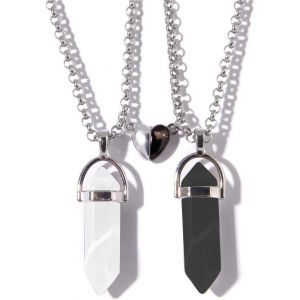 1 Pièce Hexagone Pierre Pendentif En Acier Inoxydable Puzzle Collier Pointu Quartz Pierre Précieuse Pendentif Coeur Collier Personnalisé - Neuf