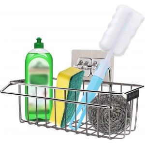 Chenquansarl-Auto-Adhésif Porte-Éponge Panier De Rangement, Porte Éponge De Cuisine En Acier Inoxydable 304 Aucun Perçage Requis Organisateur D'évier, Pour Stocker Les Éponges Torchons - Neuf