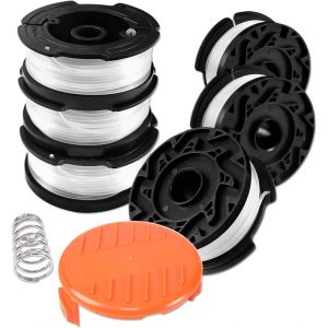 Bobine Fil Coupe Bordure pour Black et Decker Coupe-Bordures, 6 Bobine de Fil Debroussailleuse avec 1 Couvercle de Bobine et 1 Ressort - Neuf