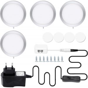 Meimie-Lumière Led Pour Meubles De Cuisine Avec Interrupteur,Design Circulaire,Lumière Chaude,Pour Éclairage De Placards Et Étagères - Neuf