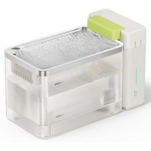 Puraluce A3lite Fontaine À Eau Pour Chat Inox - Réservoir 3,3 L Avec Filtration Triple - Silencieuse (<25 Db) - Alarme Niveau Bas - Commande Tactile - Blanc - Neuf