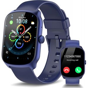 Montre Connectée Homme Femmes Avec Appel Bluetooth, 1.85"" Smartwatch Avec 110+ Sportifs,Etanche Ip68 Smart Watch, Podometre/Cardiofrequencemetre/Sommeil, Montre Sport, Bleu Marine - Neuf
