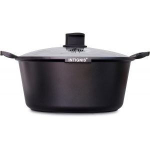 Jexnovashop-Cocotte Anti-Adh&eacute;sive Greblon De 6,5 L Rev&ecirc;tement C&eacute;ramique Robuste Compatible Induction, Gaz, &Eacute;lectrique Et Lave-Vaisselle Faitout 28 Cm Avec Couvercle En Verre - Neuf