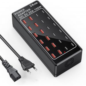 Chargeur Usb C,Station De Charge Usb De Bureau &Agrave; 24 Ports 100w/20a,Multiprise Usb,Adaptateur Secteur Usb C,Prise D'alimentation Usb C,Compatible Avec Iphone/Samsung/Google/Xiaomi/Huawei. - Neuf