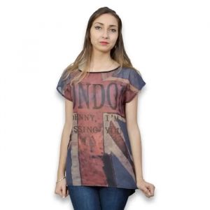 Tee Shirt Tunique - Missing Johnny - Imprim&eacute; Asym&eacute;trique - Manches Courtes - Col Rond - Taille Unique - Neuf