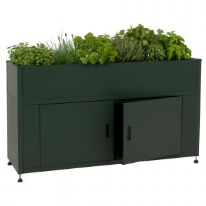 Jardini&egrave;re Sur Pied Hwc-O85, Jardini&egrave;re M&eacute;tallique Sur Pied, Bac &Agrave; Fleurs, Bac &Agrave; Plantes, Espace De Rangement, M&eacute;tal 47 Kg 91 X 161 X 51 CmVert - Neuf