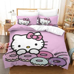 Hello Kitty Housse De Couette D Pink Imprim&iquest;&iquest; Dessin De Lit Microfibre,Parure De Lit Housses De Couettes Avec Taies D'oreiller Pour Garcon Enfant Fille - Neuf