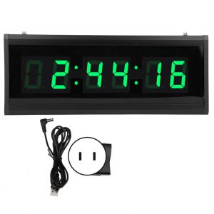 HJLIAN Horloge murale numerique LED moderne avec calendrier perpetuel pour la decoration de la chambre a coucher, 100-240 V, prise US - Neuf