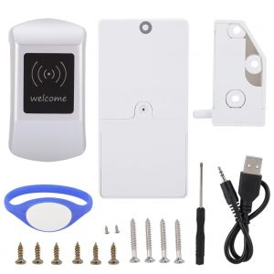 HJLIAN Serrure electronique pour armoire, carte magnetique, verrouillage par induction, bracelet en silicone avec carte (argent) - Neuf
